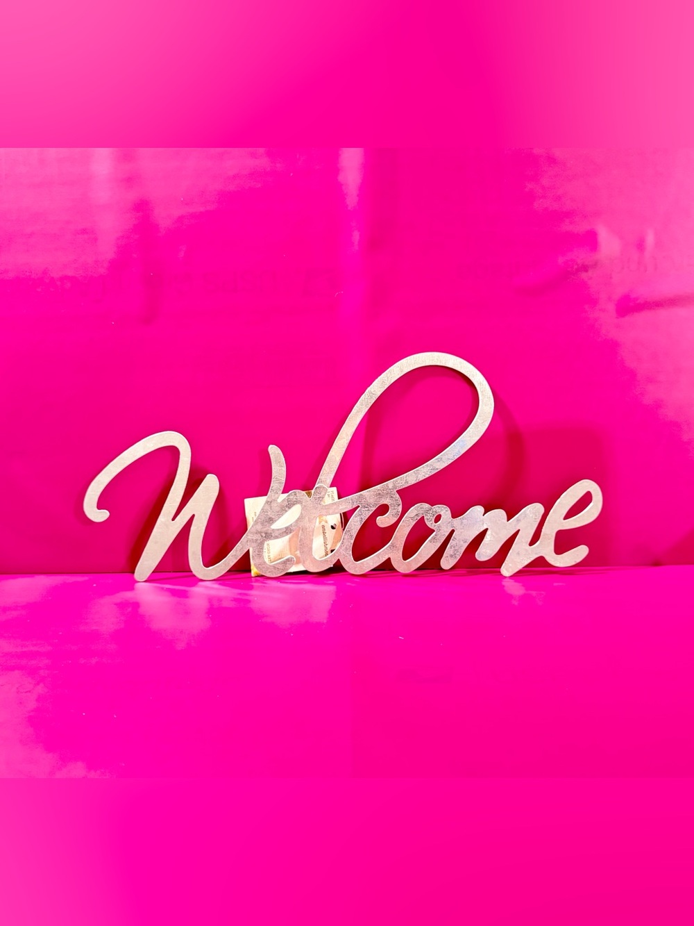 NWT Metallic 'Welcome' Script Wall Sign - Silver